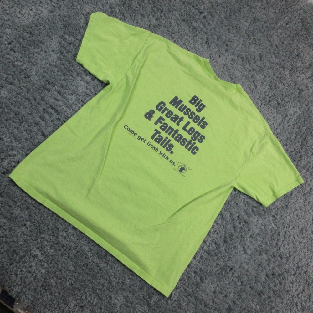 Seafood Graphic Slogan Shirt Mens XL Green Big Mussels Legs Tails Hanes Beefy-T - Picture 12 of 13